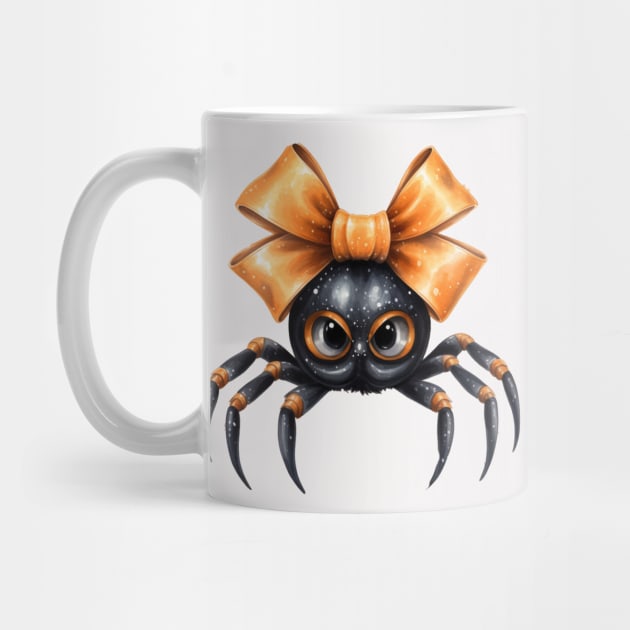 Cute Spider with Orange Bow for Halloween with Grumpy Face by mw1designsart